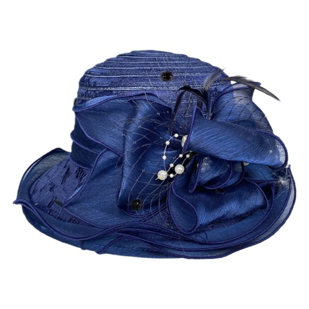 

Breathable Ladies Fascinator Hat Bowknot Design Wide Brim Bucket Hats French Style Foldable Women Headwear Photography Accessory