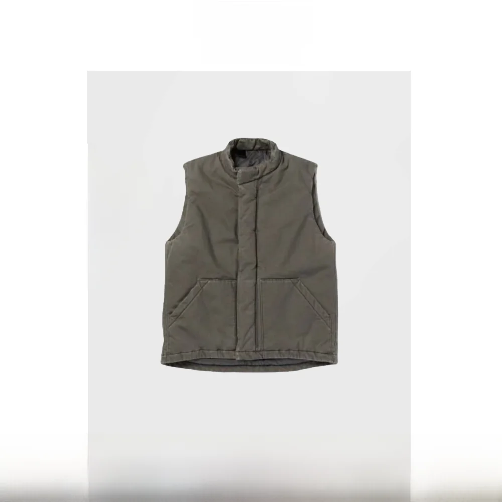 

Waed Cotton Vest Collarl Vintage Dyeing Versatile Youthful Sle down Filling Zipper Closure Color for Teens