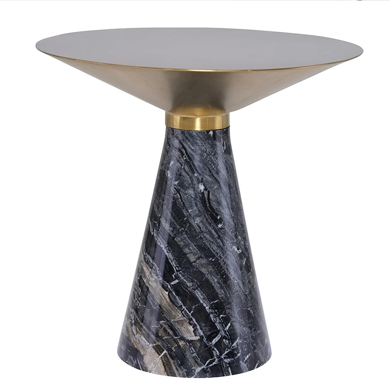 High quality nordic luxury home furniture style side table marble base stainless steel gold top center coffee table