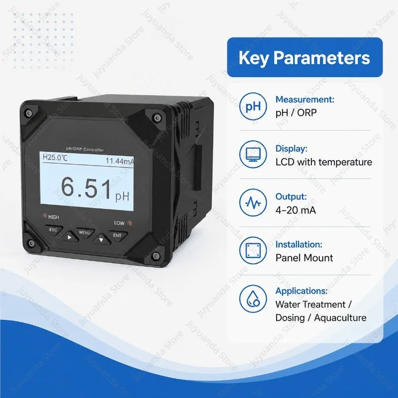 Digital Cabinet Mount pH ORP Meter Buzzer & Backlight Setting for Printing and Dyeing Factory Waste Water OEM Available