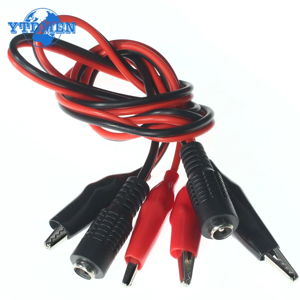 1PCS 2 Alligator Clip 1 Male or Female DC Power Plug Connector Medium Alligator Clip Cables 1m/0.5M/0.27M 5.5*2.1mm Test Leads