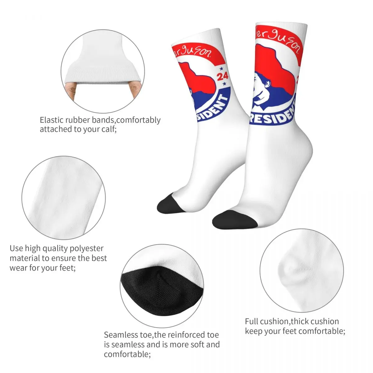 Turd Ferguson For President 2024 Design Theme Crew Socks Merchandise for Men Flexible Dress Socks