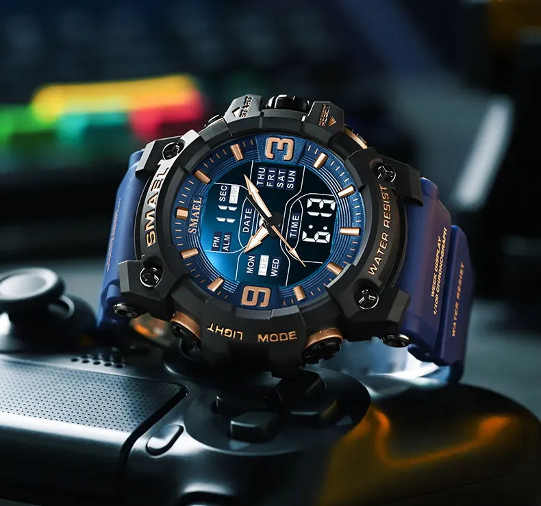 SMAEL 8049 Watch Sport LED Light Alarm Clock Dual Time Display WaterproofWeek Auto Date Wristwatches Quartz S9beb20a6516b4ef28a93bfc5548007b0j