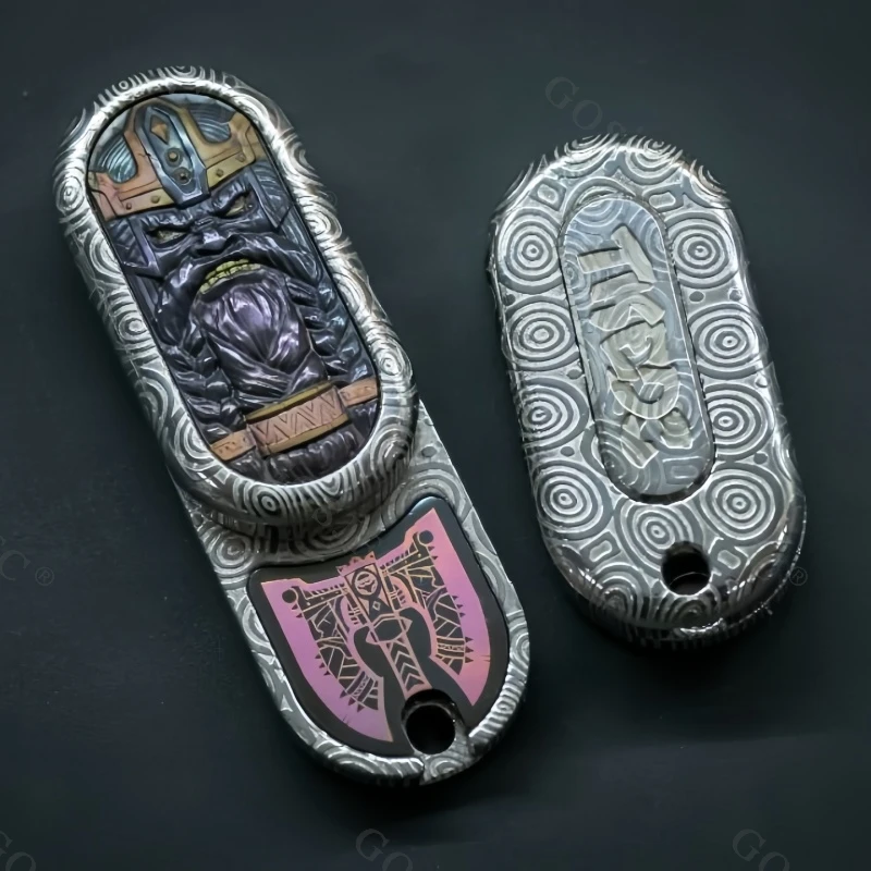 

TK EDC Special material MINI The Dwarf King Rotates Left and Right 360° Mechanical Push Slider Fidgeting toys