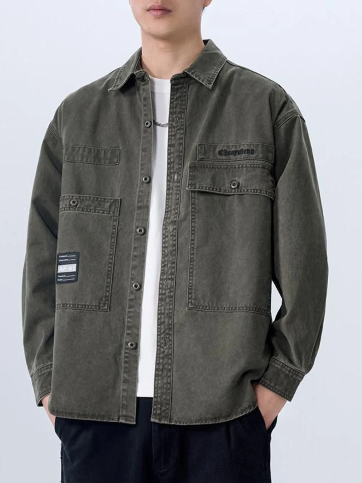

Retro American Workwear Casual Haome Men's irt Spring Autumn Trendy Motorcycle Hard Man Attractive Denim Jaet Coat
