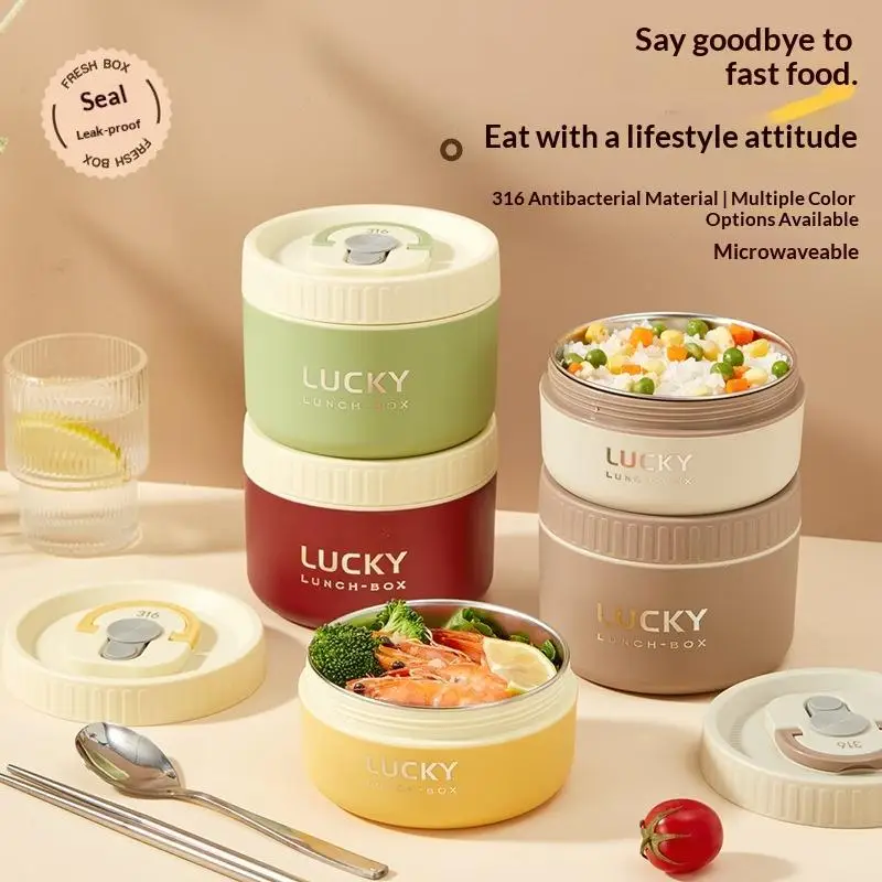 304 Stainless Steel Bento Box Insulated Food Container Portable Sealed Thermal Lunch Box For Kids Stackable Microwave