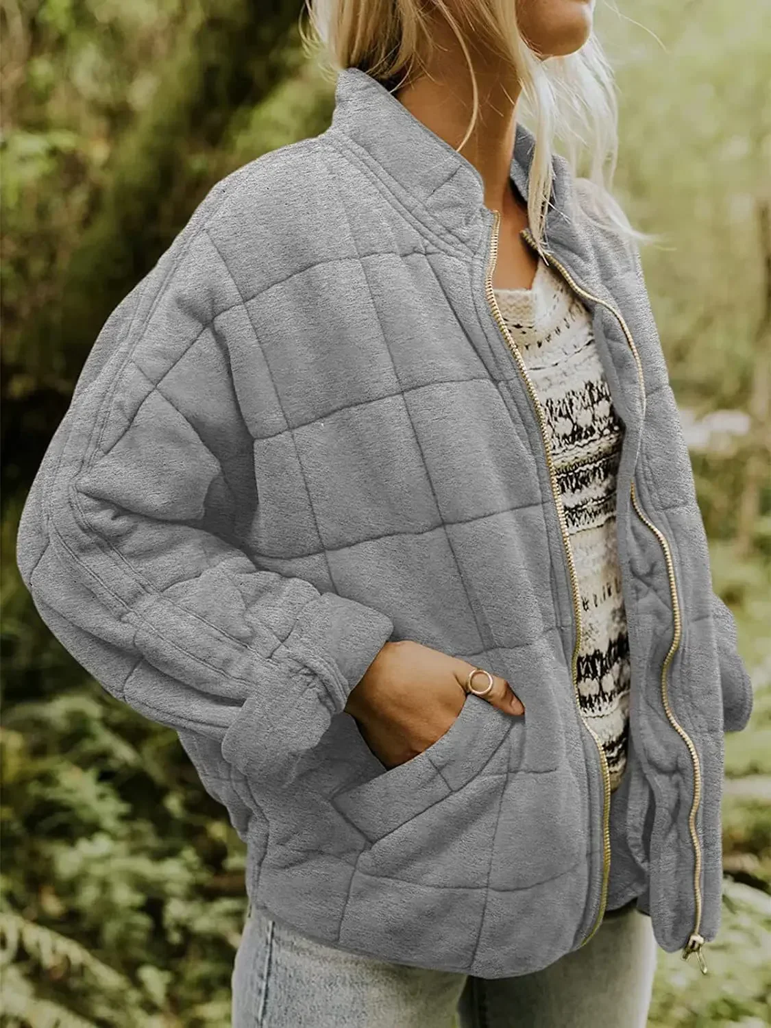 Fall Winter Clean Fit Cotton Jacket Women Casual All-match Solid Color Zipper Long Sleeve Coat Fashion Trendy Streetwear Female