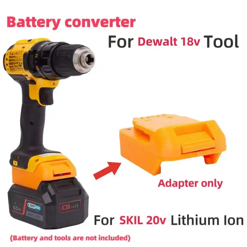 Batteries Converter For SKIL 20V Lithium Ion  Adapter  Convert To for Dewalt 18V Tools  Converter (without battery and tools)