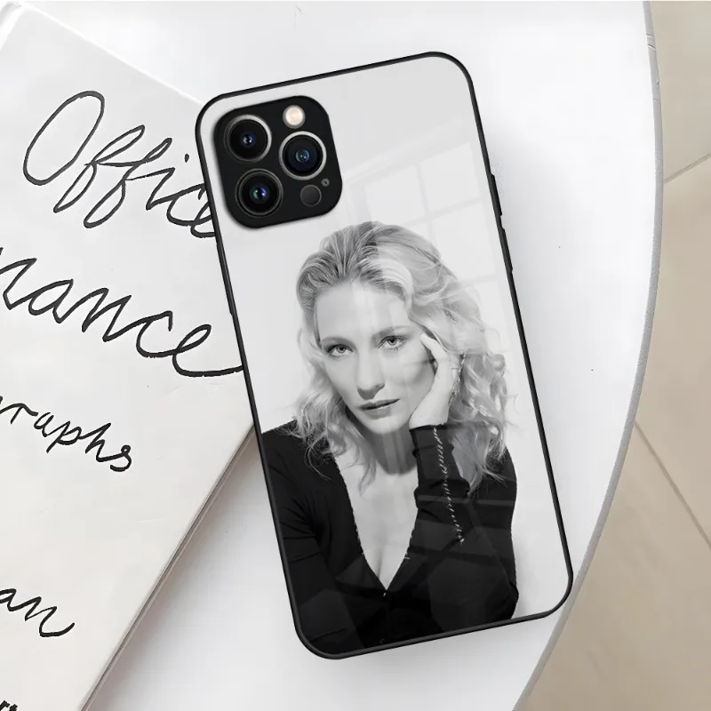 Movie Actor Cate Blanchett Phone Case For Iphone 14 13 12 11 Pro Max Mini X Xr Xs 8 7 Puls 6 Toughened Glass