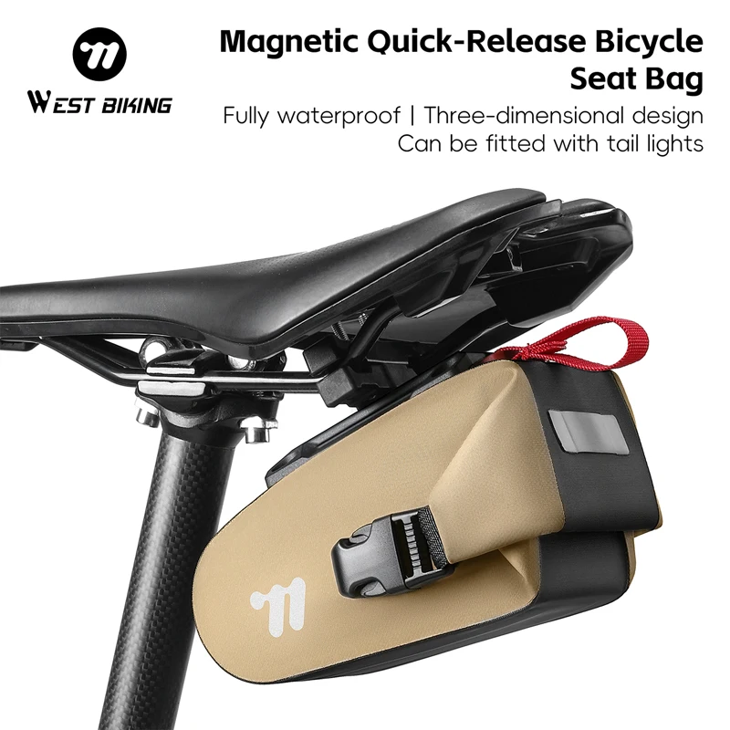 

WEST BIKING Bicycle Tail Bag Magnetic Quick-Release Bike Seat Bag Fully Waterproof MTB Road Bike Rear Tool Bag Cycling Equipment