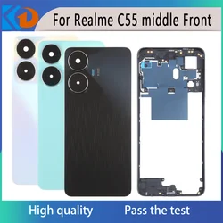 Housing Back Cover For Realme C55 middle Front frame Bezel Battery Cover