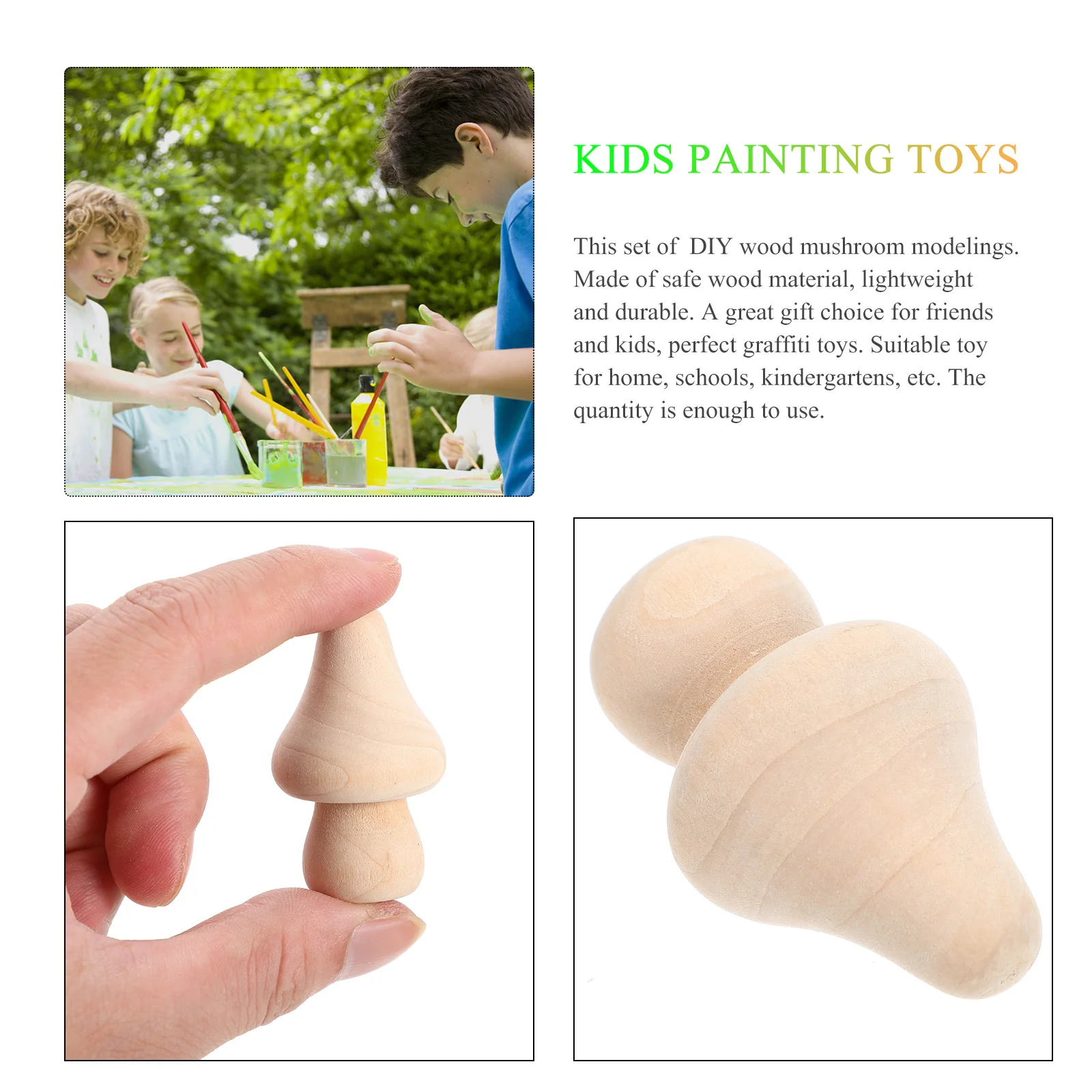 Mini ensemble de modèles de champignons en bois, 10 pièces, ensemble vierge pour bricolage, Graffiti, ornement de bureau, peinture artisanale, modélisation du bois inachevé