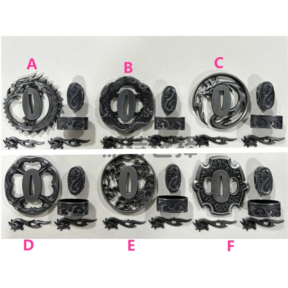 Nice Japanese A Set Alloy Tsuba Fuchi Menuki Kashira Fittings for Japan Sword Katana Accessories HandGuard