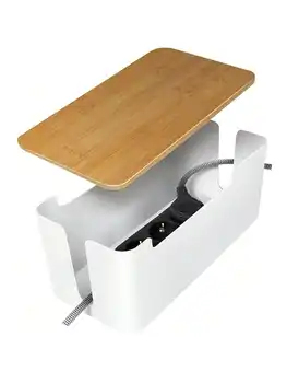 帶有竹蓋的電線管理盒,適用於延長線、電源條、突波保護器、電線隱藏器、整理器和蓋板 8 最佳銷售 電線隱藏器 - №3