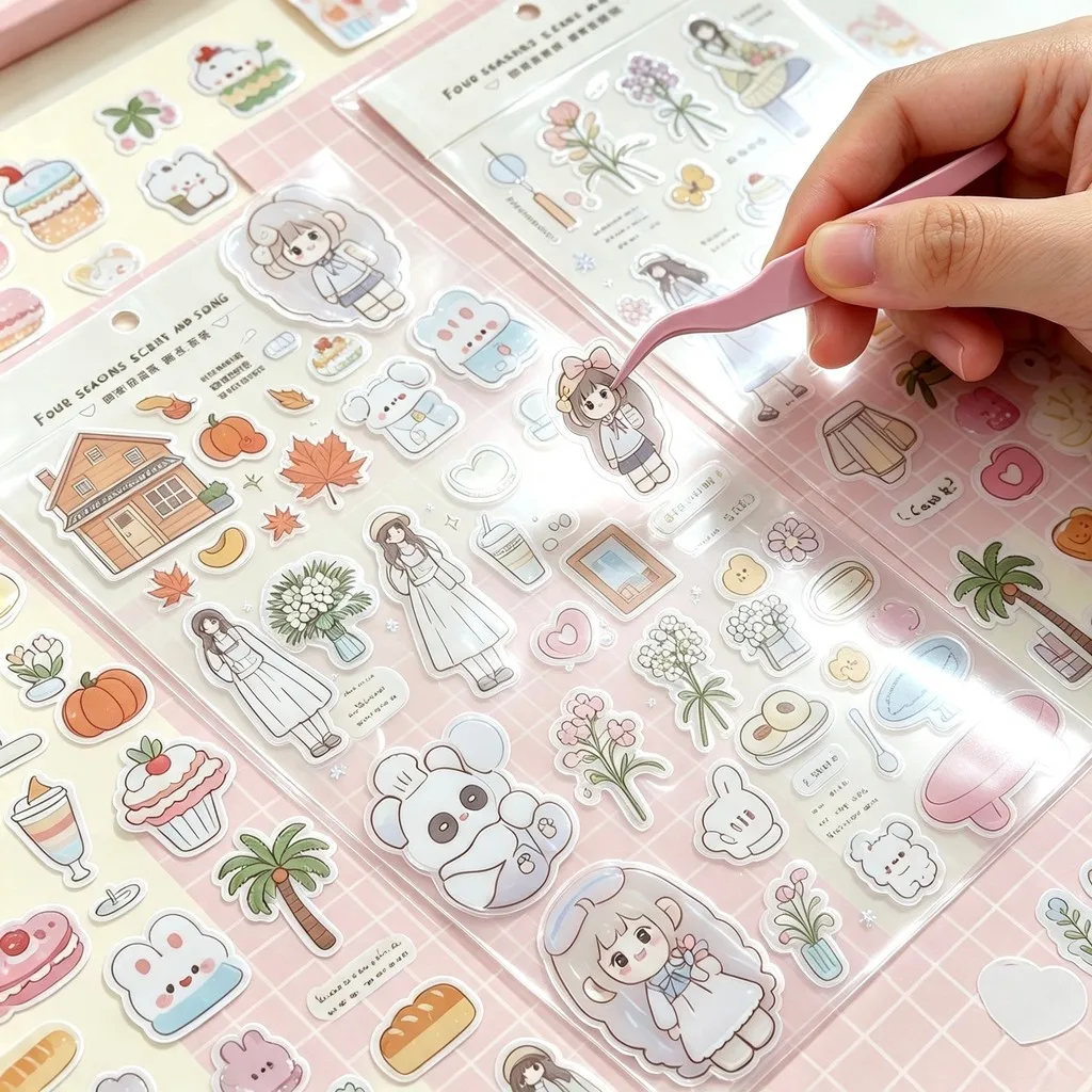 1 Sheet Four Seasons Aesthetic Figure Stickers, Vintage Seasonal Floral & Scenery Decals for DIY Decor LanLanStickersWorld Store