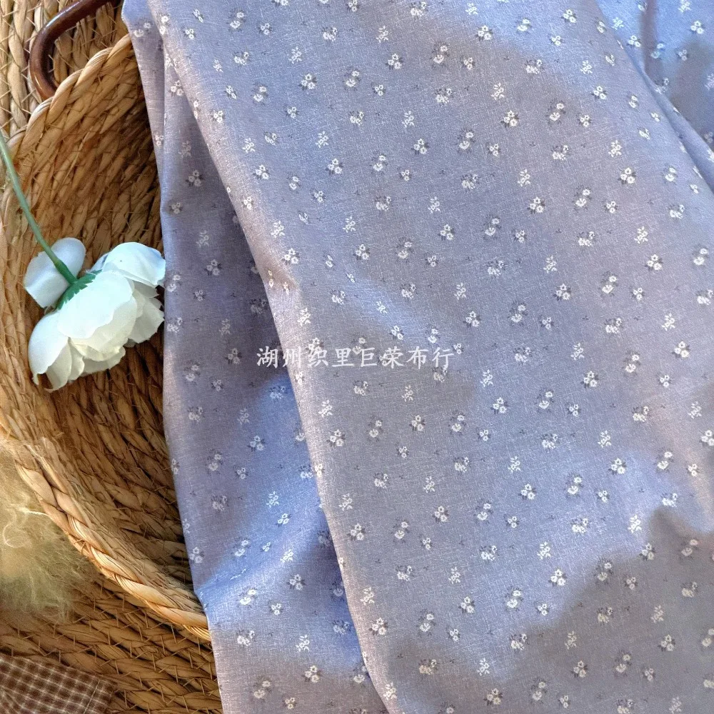 145x50cm 40s Baumwolle Grau-Lila Blumenstoff Koreanischer Ins-Stil Frischer Kleiner Druck für Taschen, Accessoires, Haustiere, Nähwaren – Detail 17