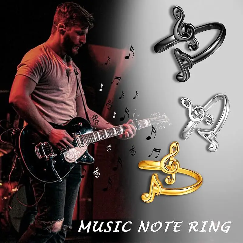 Personalized fashion versatile music note music note for music lovers opening adjustable ring for men and women