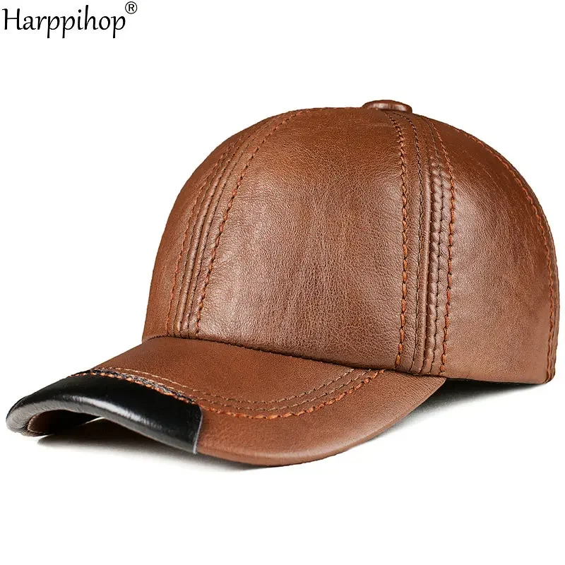 

Spring genuine leather baseball cap in men brand new warm real cow leather caps hats