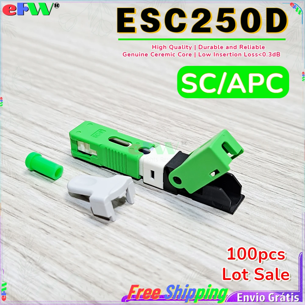 

100pcs Lot 250D SC/APC fast Coupler FTTH ESC250D quick Conector SC APC Single-Mode Fiber Optic Field Assembly Quick adapter