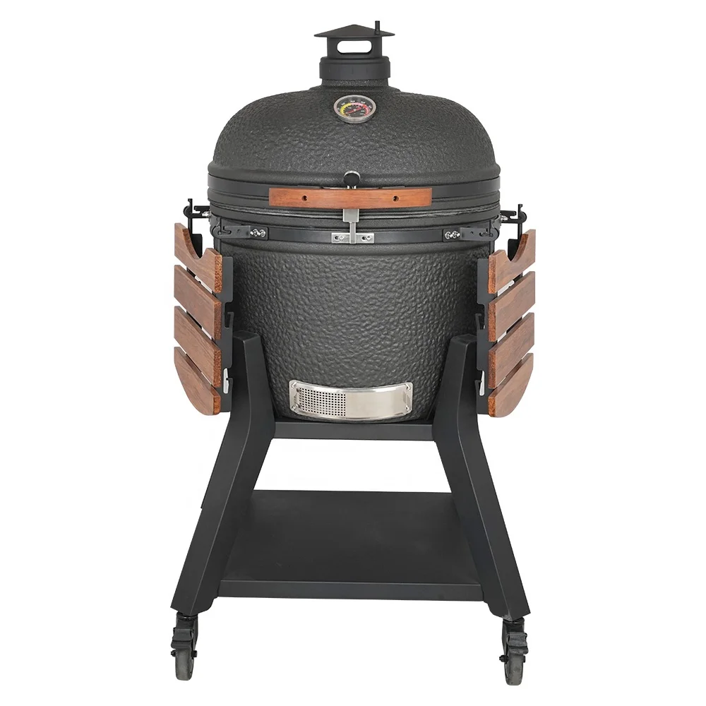 Dark Grey 23.5inch XL Large Professional Ceramic Charcoal Grill Outdoor Bbq Kitchen Barbecue Kamado Grill