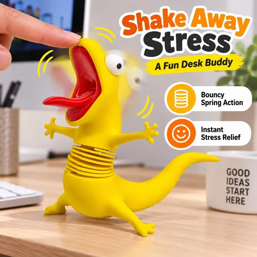 3D Funny Shaking Head Lizard Figure Ornament Dashboard Decoration, Cute Gecko Desk Buddy Halloween Christmas Party Novelty Gift