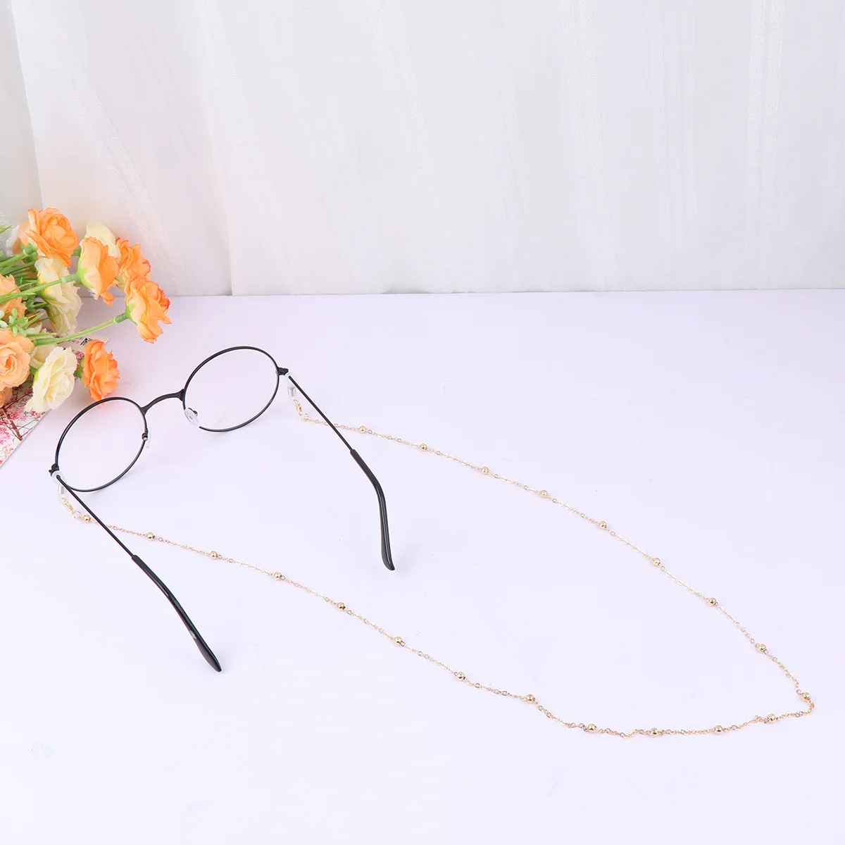 

2Pcs Fashion Eyeglass Chain Silver Alloy Strap for Glasses Holder Anti Fall Decor Eyeglass Chain Eyewear Retainer Strap