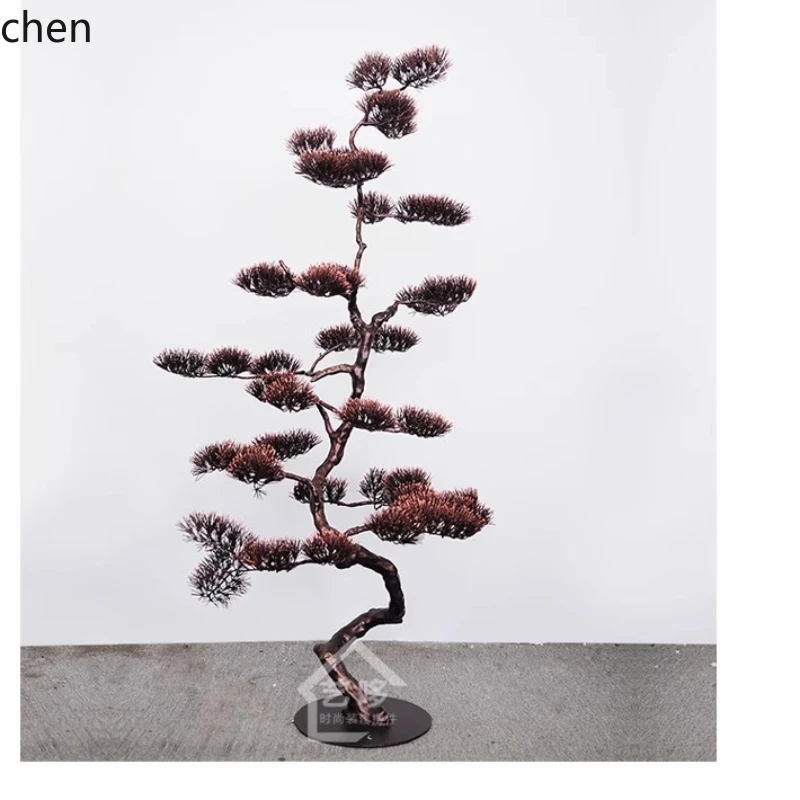 HXL wrought iron welcome pine tree decorative decoration artwork metal floor sculpture ornament
