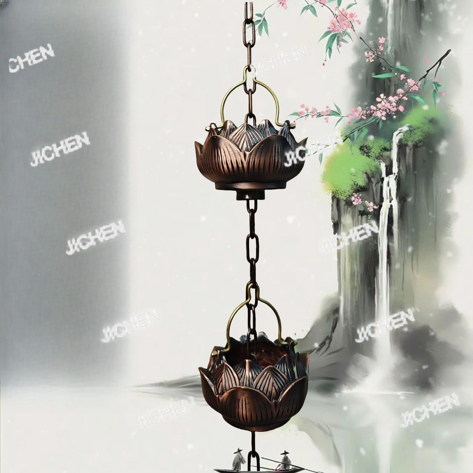 

Садовая цепь от дождя Цепь лотоса Дренажная цепь Лотос Дождевой колокольчик Украшение сада Путеводитель воды