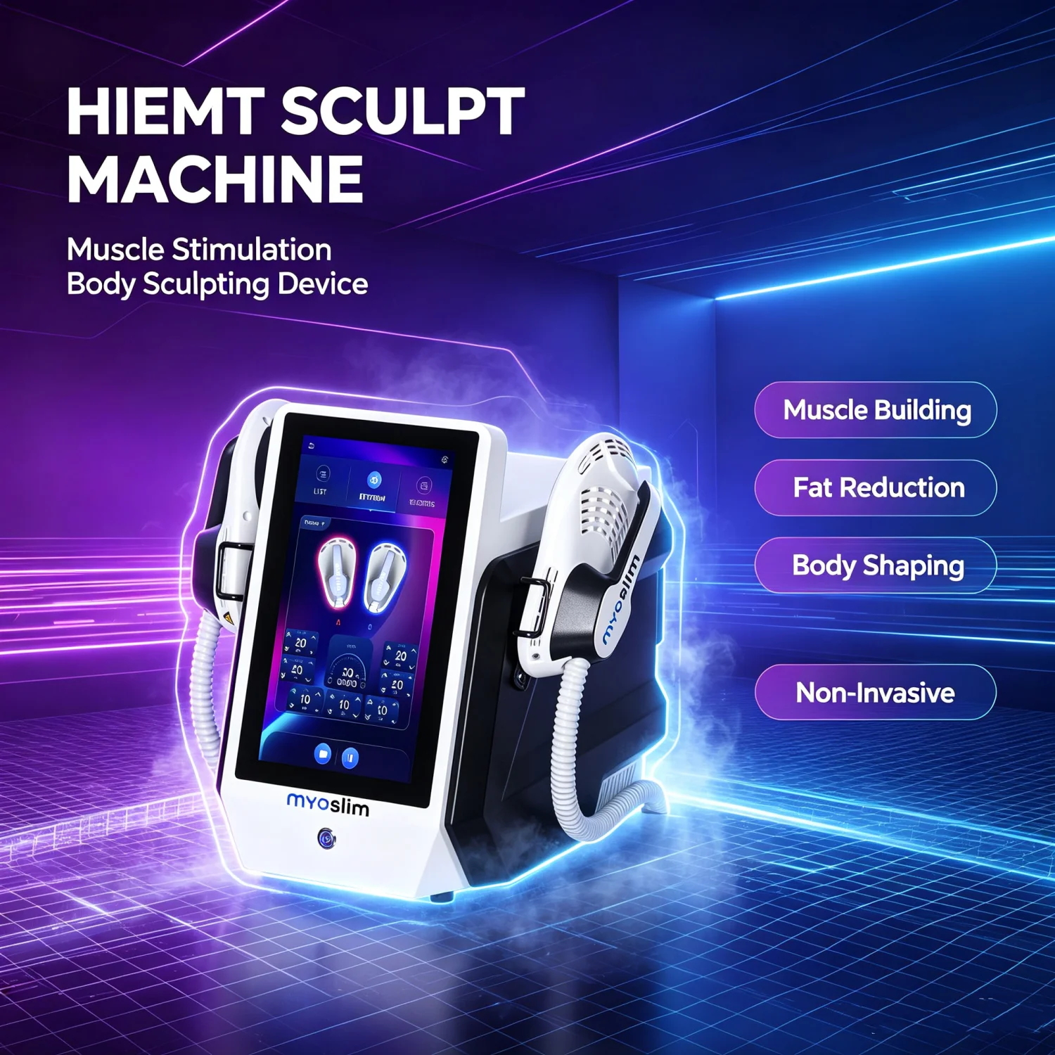 6500W Electromagnetic MYOslim Body Sculpt Machine HI‑EMT Fat Burning Pelvic Cushion Non‑Invasive Body Contouring Instrument