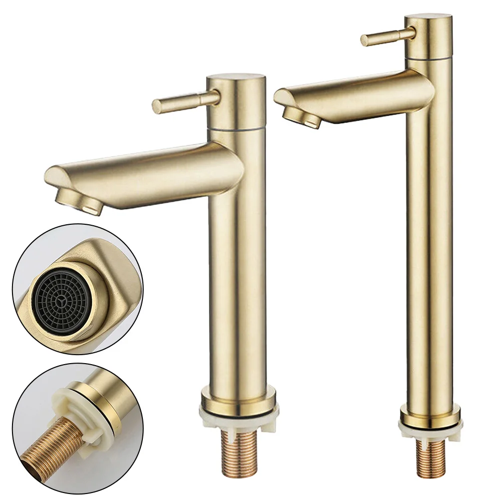 Grifo de lavabo de baño de acero inoxidable 304, grifo de ducha frío de Oro pulido Vintage Para el hogar, Torneira Chuveiros Modernos Para Banheiro