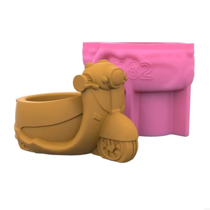 

D5QB Nonstick Motorcycle Pen Holder Mold Flower Pot Epoxy Resin Silicone Mold DIY Crafts Ornament Tool for DIY Decoration