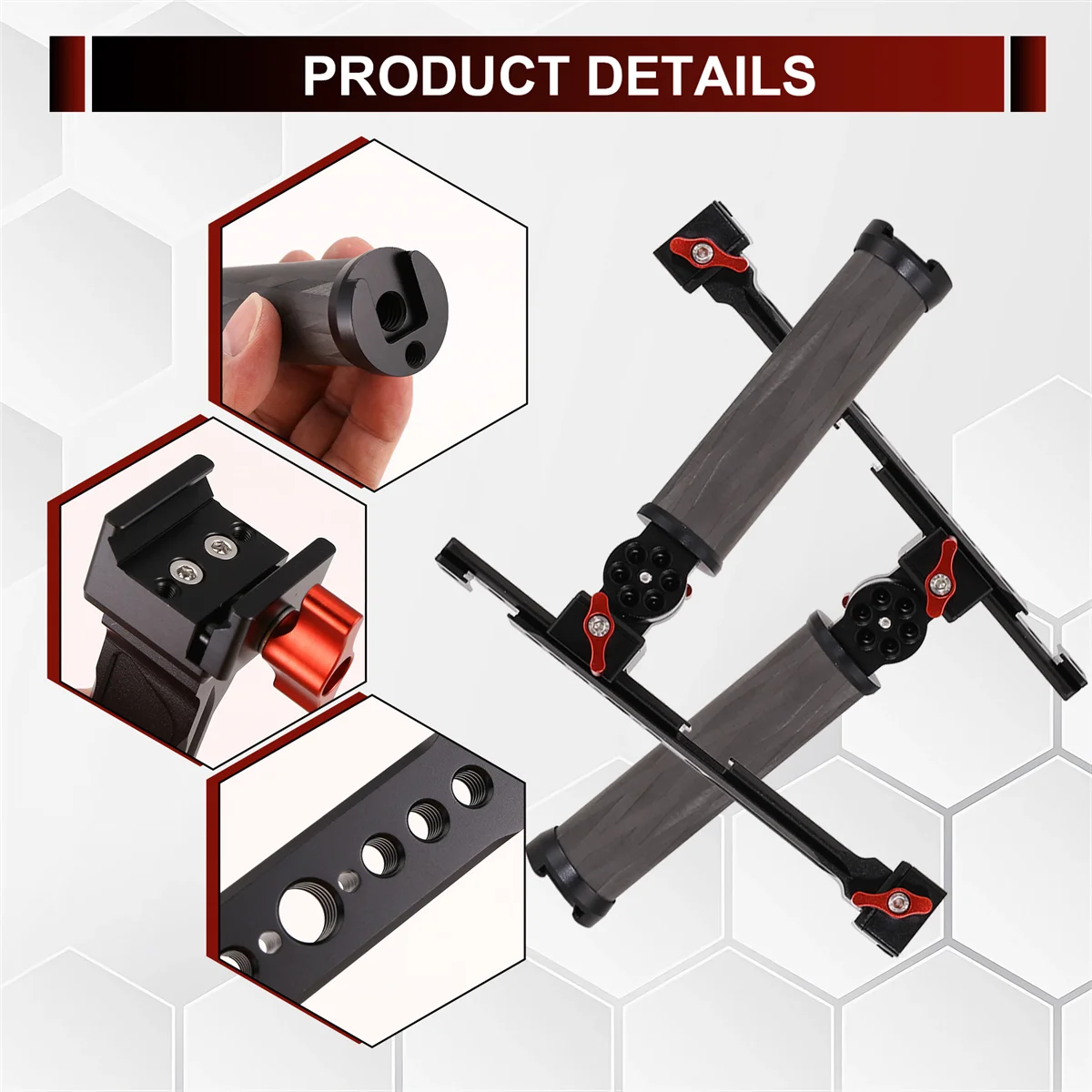 TCE Adjustable Handgrip Dual Carbon Handle Grip Clamp Mount for 2 RS2 Handheld Stabilizer Monitor Bracket