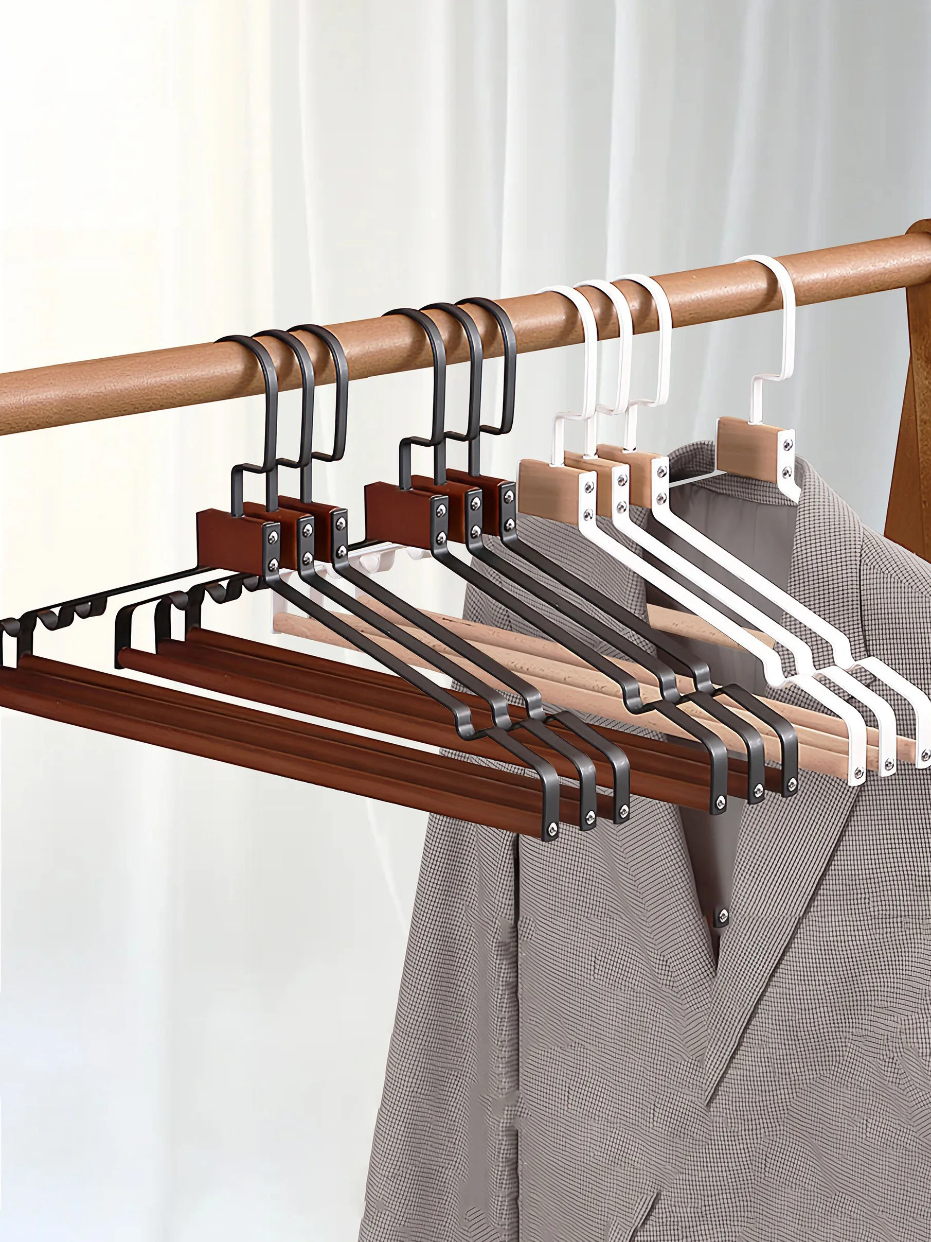 

Multi-functional Metal Coat Hanger Clothes Organizer Suit Pant Hanger,44CM Wardrobe Storage Drying Rack Space-saving,5/10pc