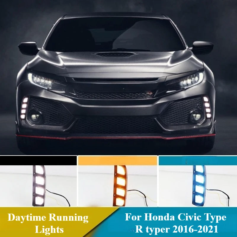 

DRL For Honda Civic 10th Generation Type R typer 2018 2019 2020 2021 LED Daytime Running Light Dynamic Turn Signal Fog Lamps