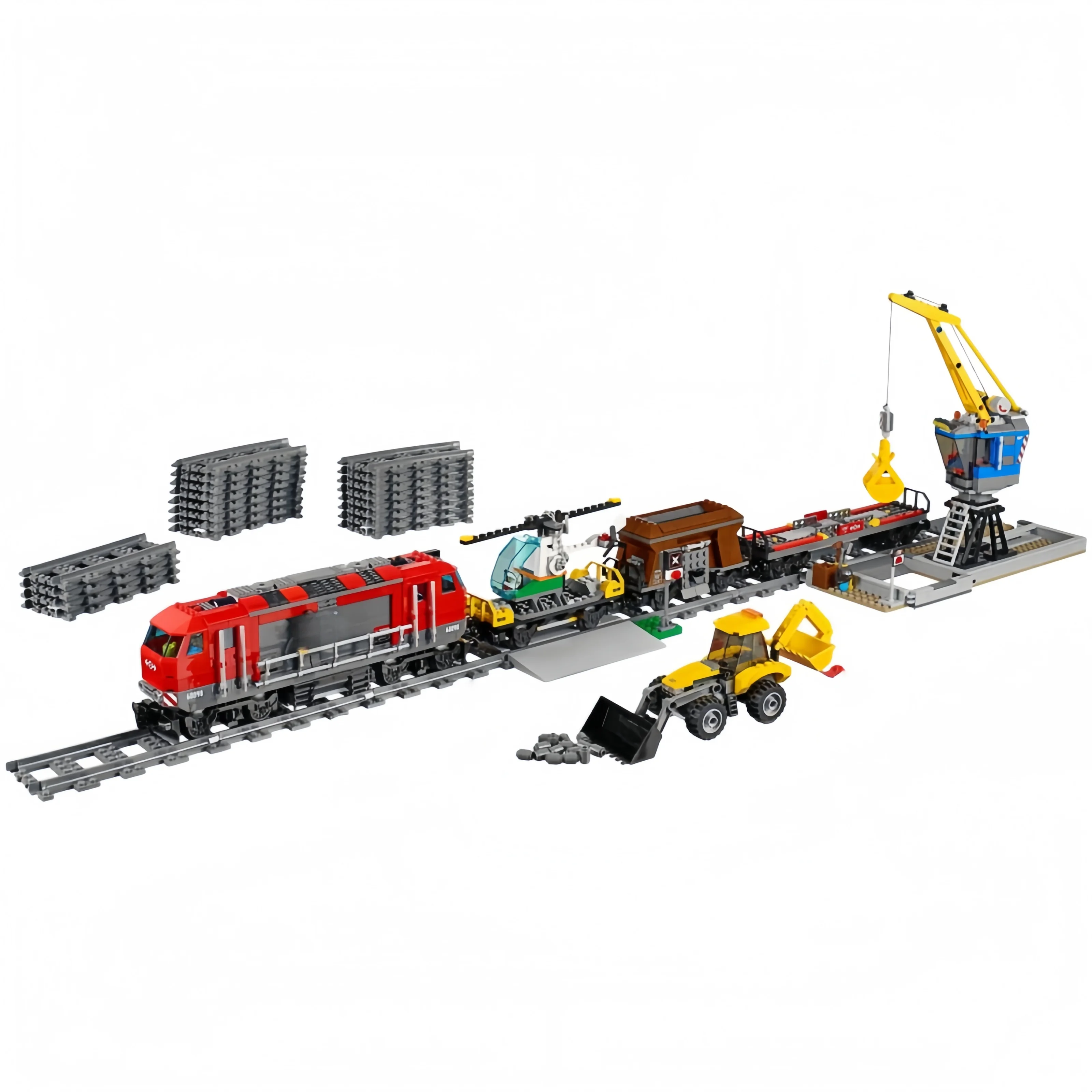 2026 new model MOC set of large train construction modules, railway tracks, engineering vehicles, mini dolls and urban construct