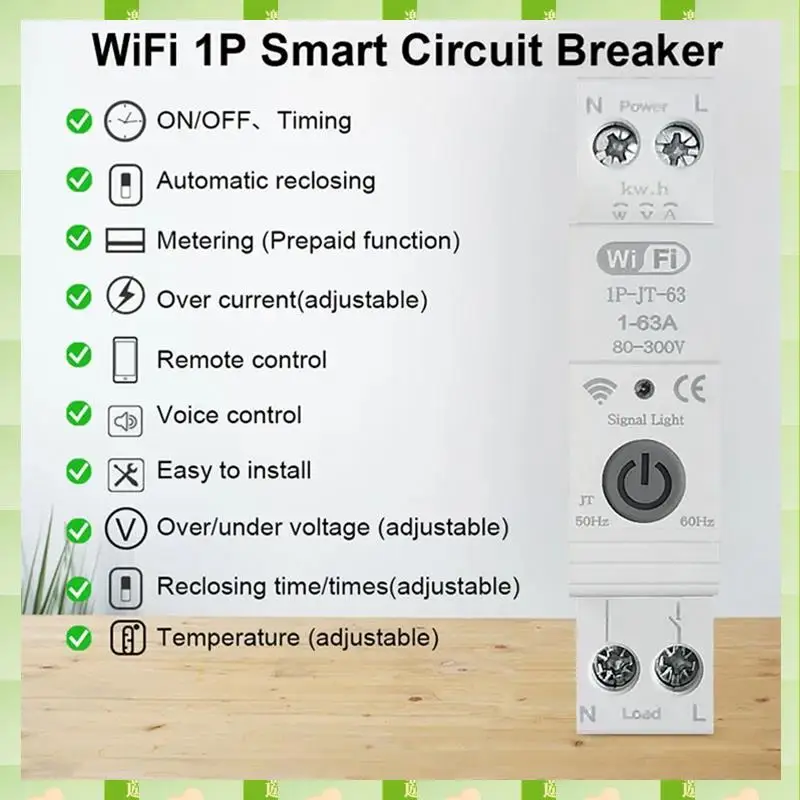 2025 Tuya Smart Circuit Breaker With Reclosing Timer Energy Meter KWH Monitor Overload Protect For Alexa,Tuya Smart Circuit Brea