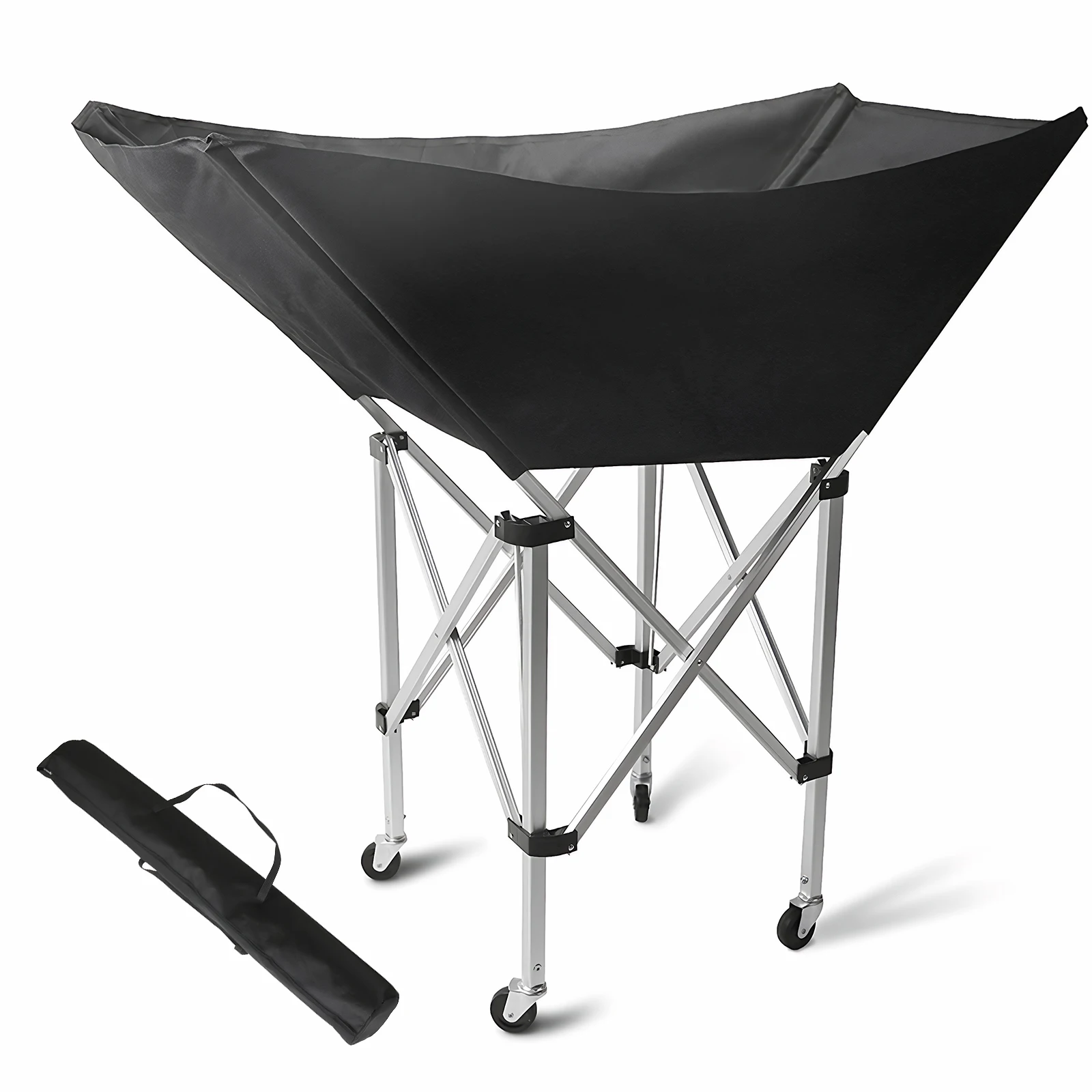 

Collapsible Hammock Ball Cart with Wheels Volleyball Training Equipment Ball Holder with Carry Bag for Garage Or Gym