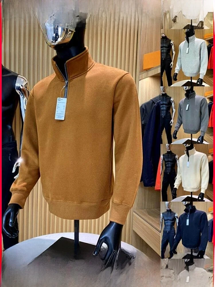

Outdoor Men's Fce Lined Thiened Hoodie Casual Loose Fit Autumn Winter New Sle f Zip Stand Collar Trendy Top