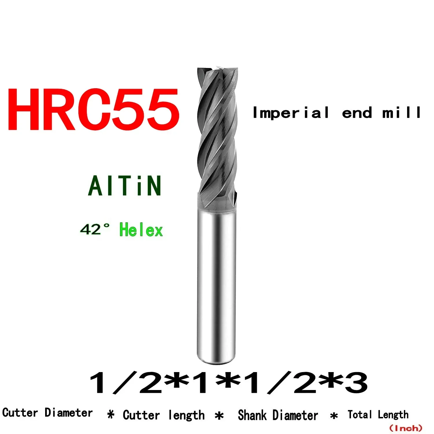 Imagem -02 - Tungstênio Aço Polegada Fresadora Cnc End Mill Flauta Profissional Hrc55 3.175 6.35 12.7 mm 16 16 2