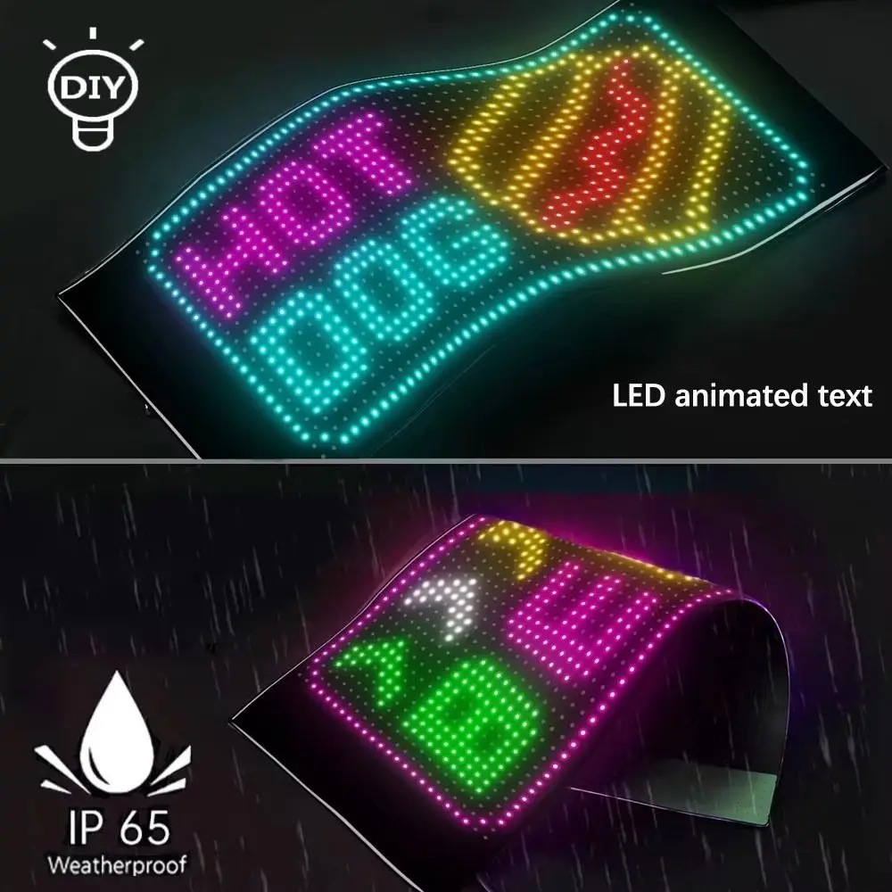 RGB LED Car Decor Advertising Logo Lights Flexible Screen DIY Auto DIY Light Bar Warning Light Flexible Pixel Screen