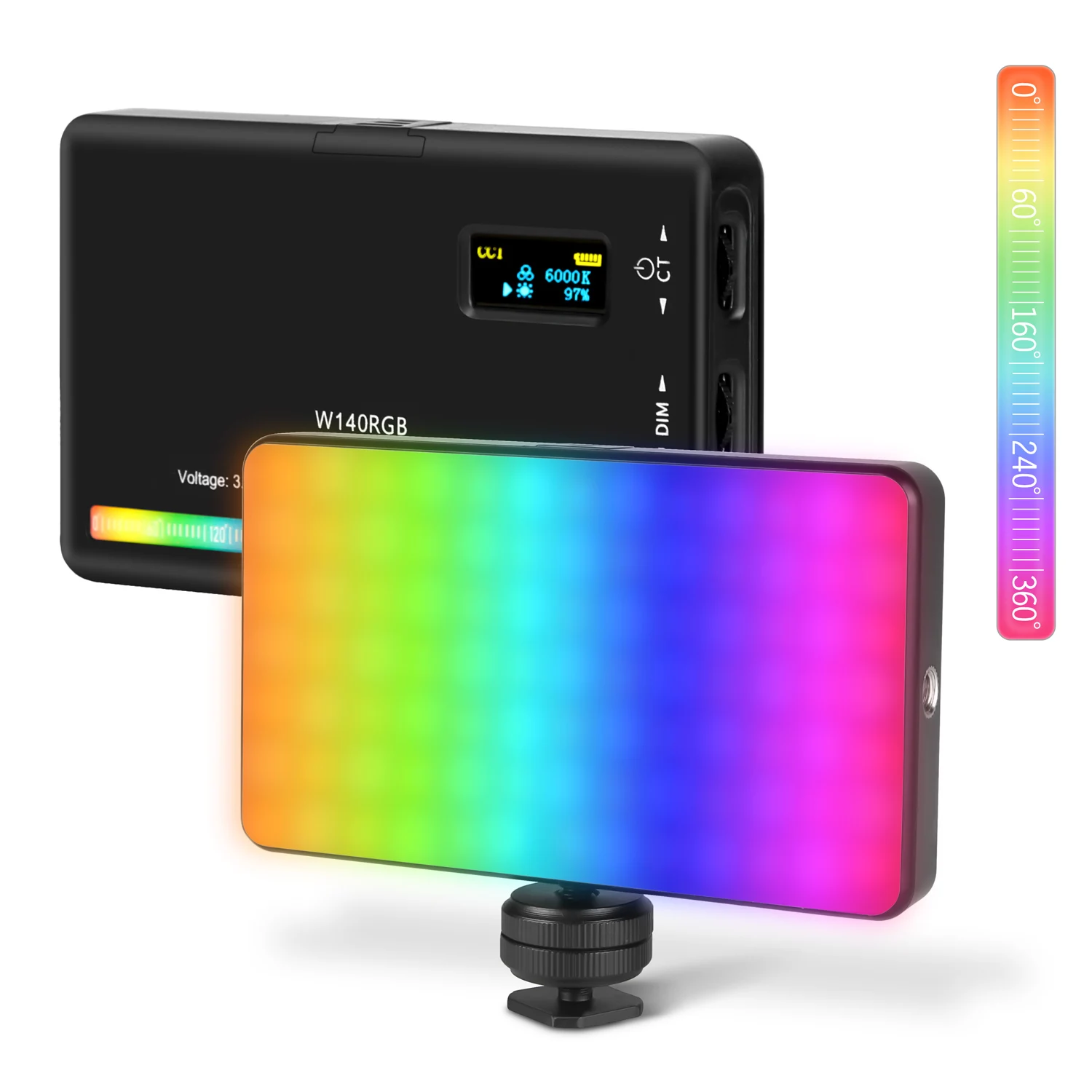 2500-9000K Selfie RGB Video Light W140 LED Camera Light 3100mAh With Diffuser Effect Vlog Live Fill Light Photography Lighting