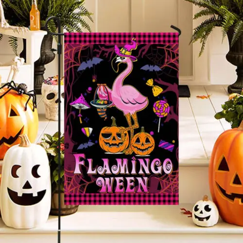 Flamingoween Trick Treat Halloween Flag Garden Flag