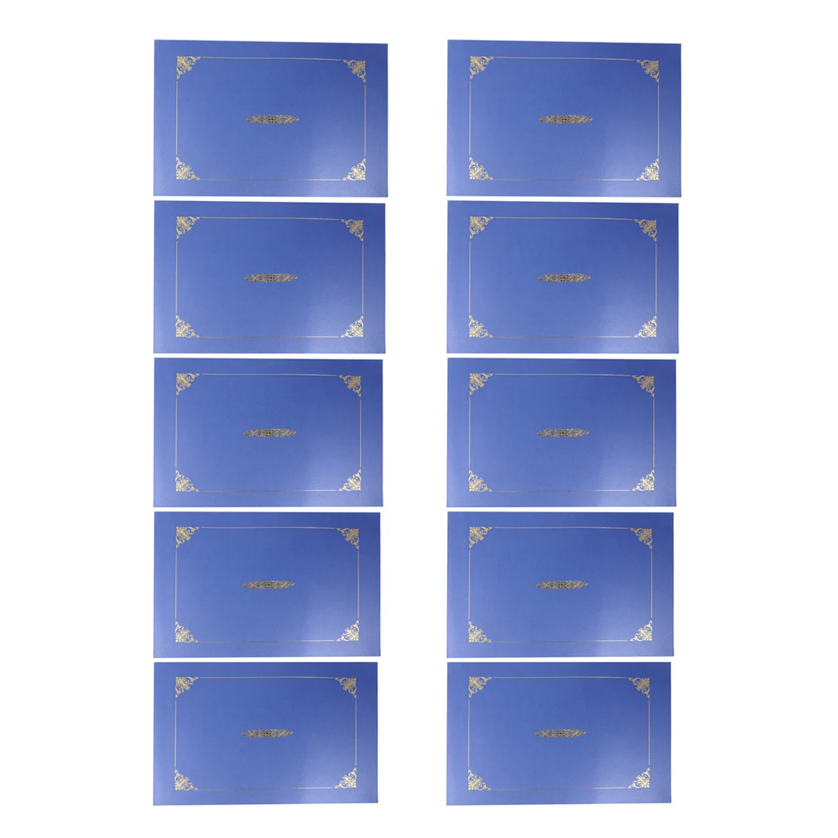 

10Pcs Honor Certificate Classical Retro Double Line Gilding Envelope Contract Document Folder (Acid Blue)
