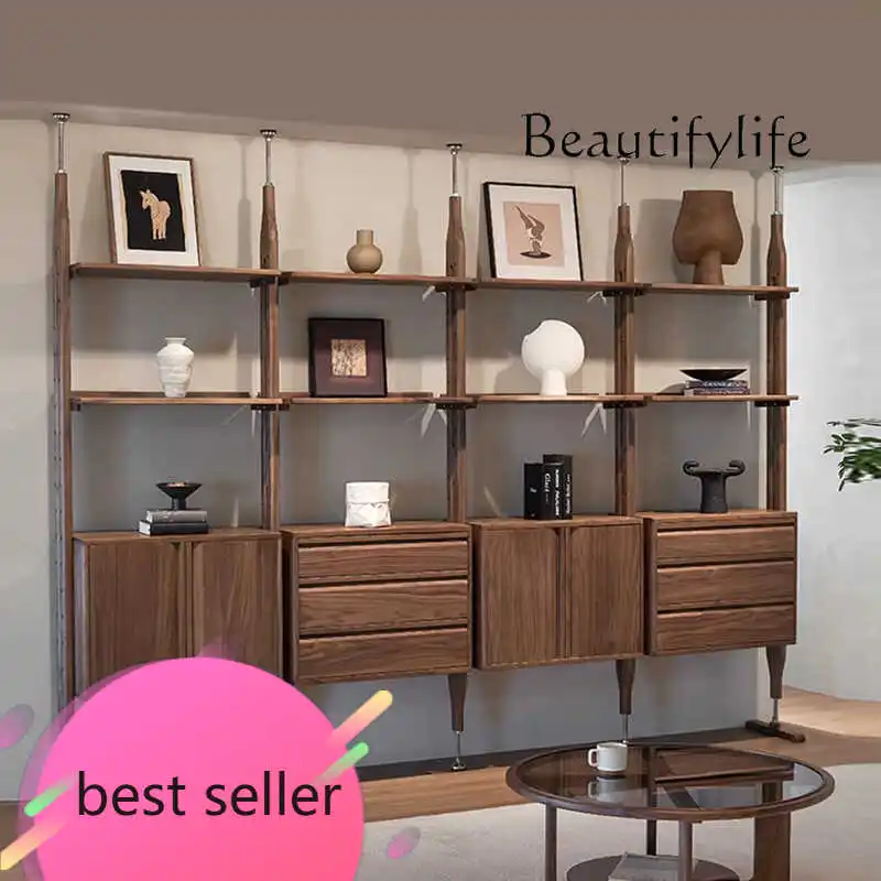 

F North American Black Walnut Combination Bookcase, Indomitable Storage System, All Solid Wood Medieval Partition Bookshelf