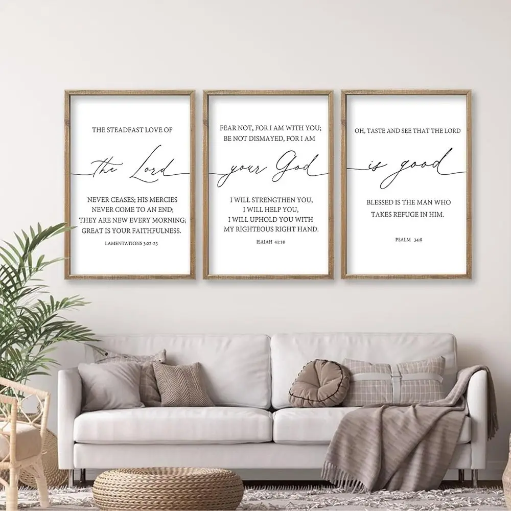 

Your God Is Good Bible Verses Wall Art Decor Set of 3, 24x16 Bedroom Inspirational Christian Scripture Wood Signs for Rustic Hom