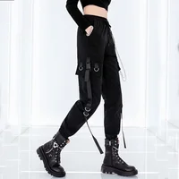 Black Casual Pants for Women in Spring Autumn Korean Style Ins Hip-Hop Student Loose High-Waisted Slim Legged Cargo Pants Trendy - Image 3