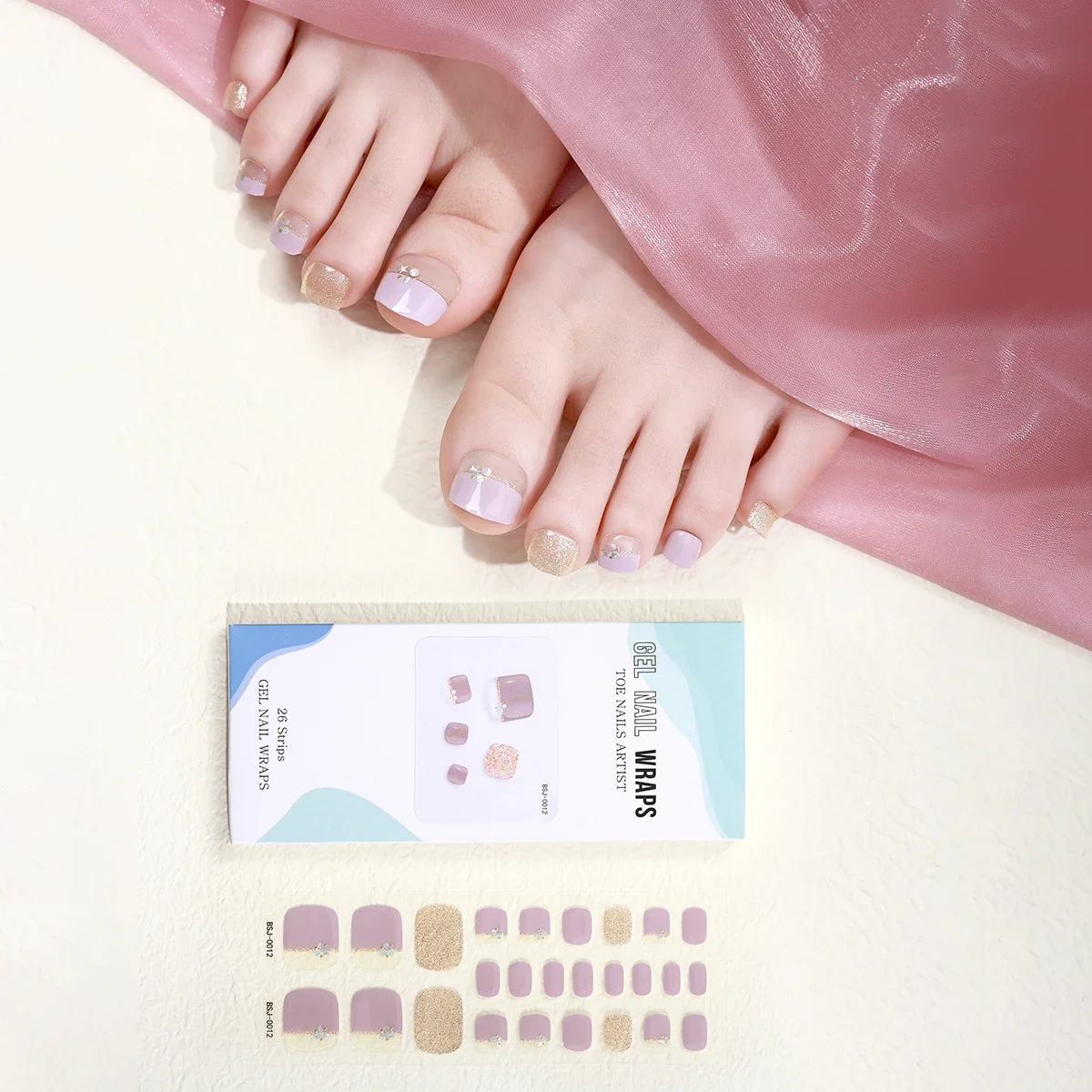 26 Tipps Zehengel Nagel Aufkleber Koreanische Volle Abdeckung Selbstklebende Fußstreifen UV Lampe Brauchen Wasserdichte Sliders Maniküre Zubehör