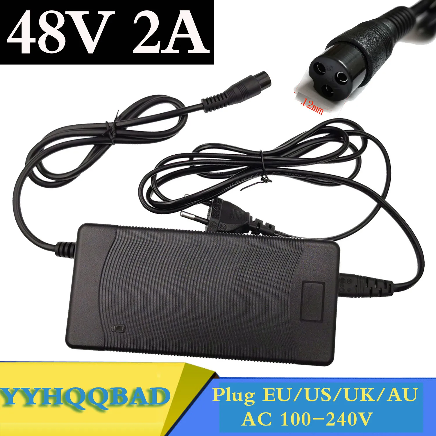 48V 2A Lead acid Battery Charger for 57.6V Lead acid Battery Electric Bicycle Bike Scooters Motorcycle Charger 3P GX16 Plug