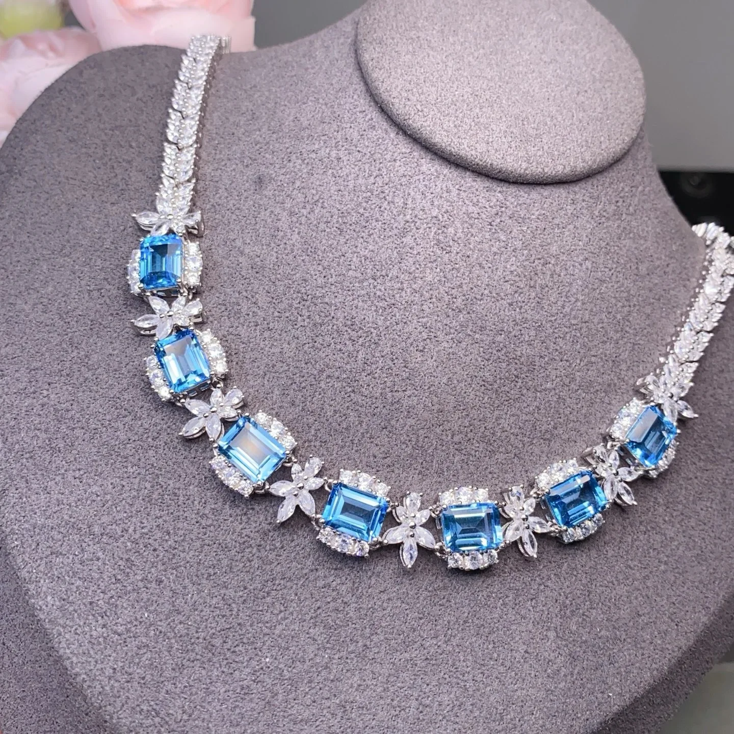 

6x8mm Natural Topaz Necklace, S925 Sterling Silver Pendant, Luxury Gemstone Jewelry for Women, Elegant Daily Wear Gift