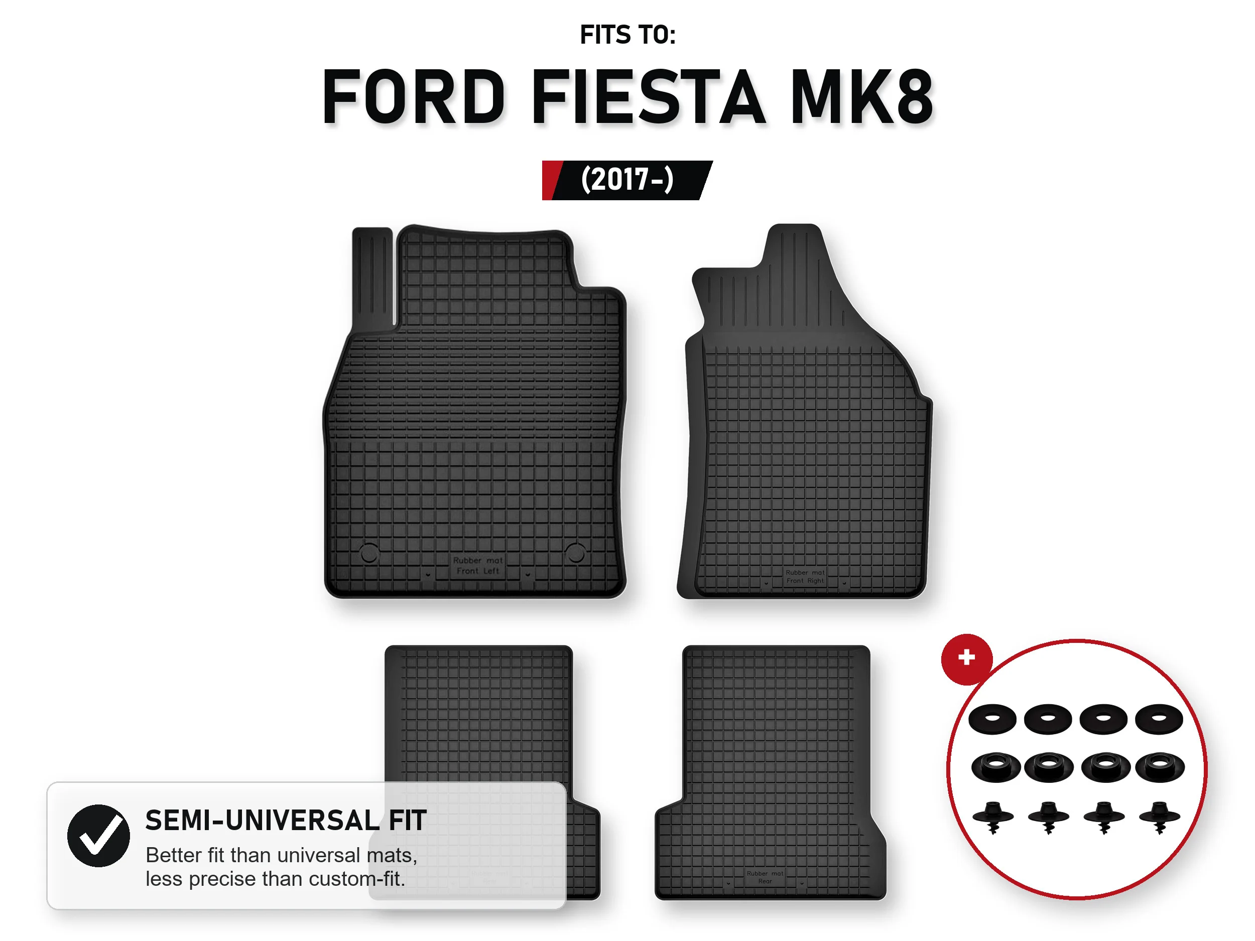 Tapijten in de bak Voor: Ford Fiesta Mk8 2017- Hatchback 4 stuks Ze Stoperami